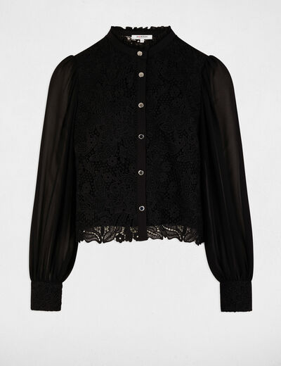 Camisa manga larga negro mujer