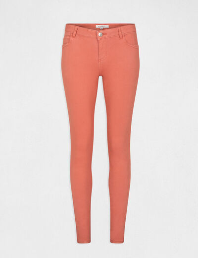 Vaquero skinny talle bajo corail mujer