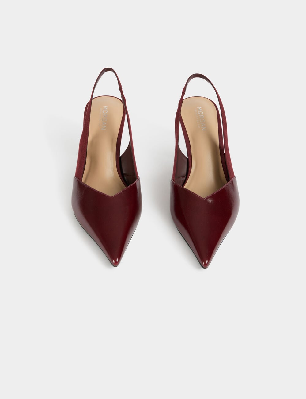 Zapato de tac&oacute;n slingback burdeos mujer