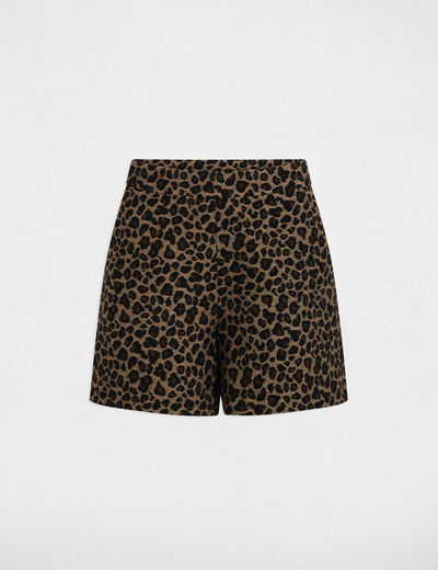 Short recto estampado leopardo multicolor mujer