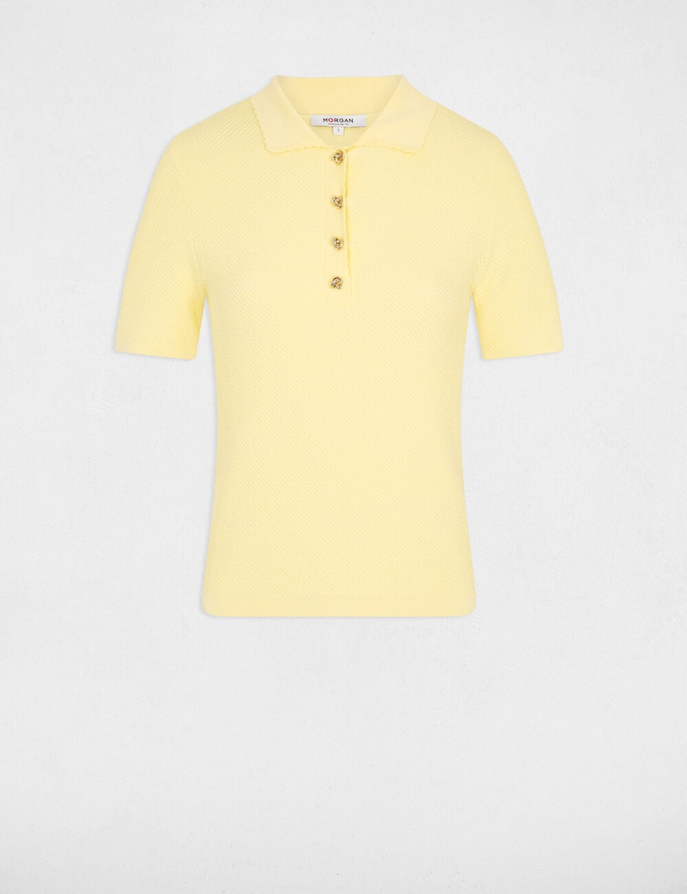 Jersey ajustado con cuello vuelto amarillo pastel mujer