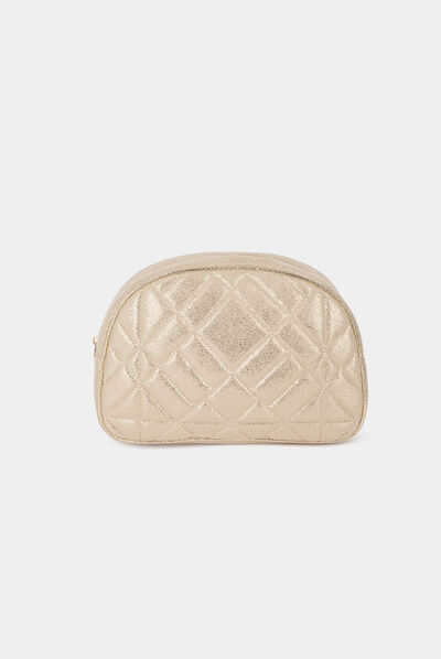 Neceser de maquillaje acolchado dorado mujer