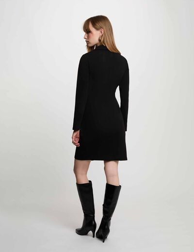 Vestido de crep&eacute; con cuello vuelto negro mujer