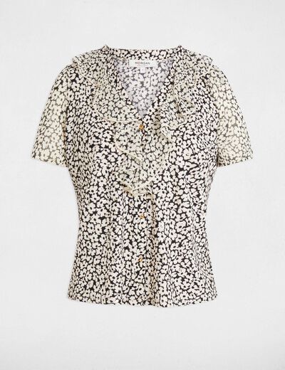 Blusa manga corta blanco mujer