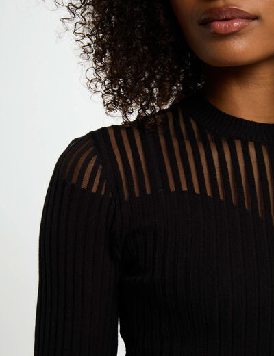 Fitted black sweater negro mujer