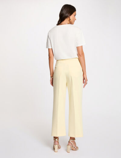 Pantal&oacute;n recto de tiro alto amarillo pastel mujer