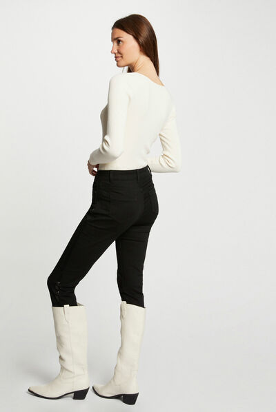 Vaquero slim con lentejuelas negro mujer