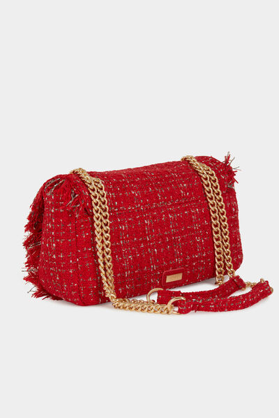 Bolso cartera de mano con flecos rojo mujer