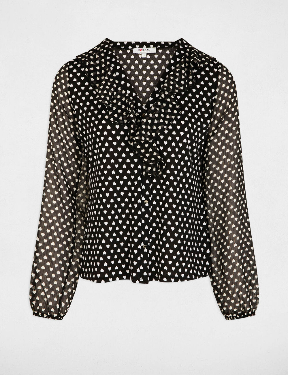 Blusa de gasa con cuello en v negro mujer