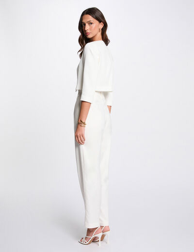 Chaqueta corta manga 3/4 blanco mujer