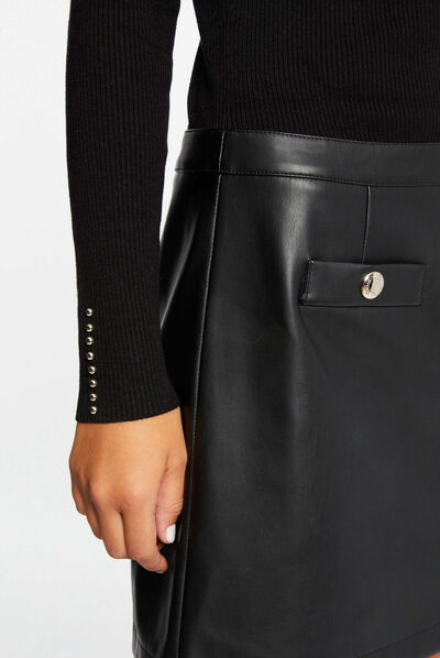 Vestido de punto ajustado efecto 2 en 1 negro mujer