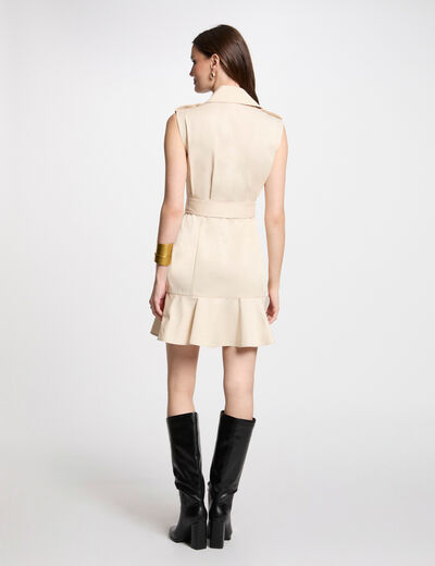 Vestido corto cruzado creme mujer