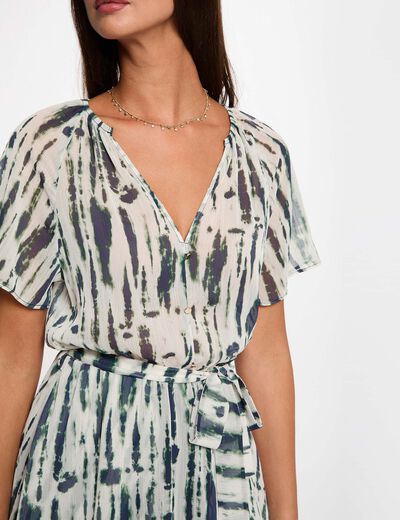 Vestido corto con cuello en V multicolor mujer