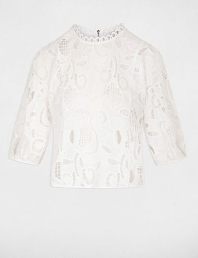 Blusa manga corta abullonada crudo mujer