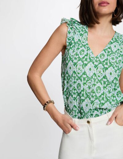 Top sin mangas con cuello en v multicolor mujer