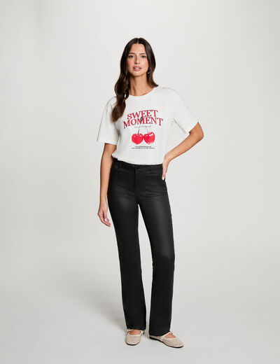Pantal&oacute;n bootcut encerado negro mujer
