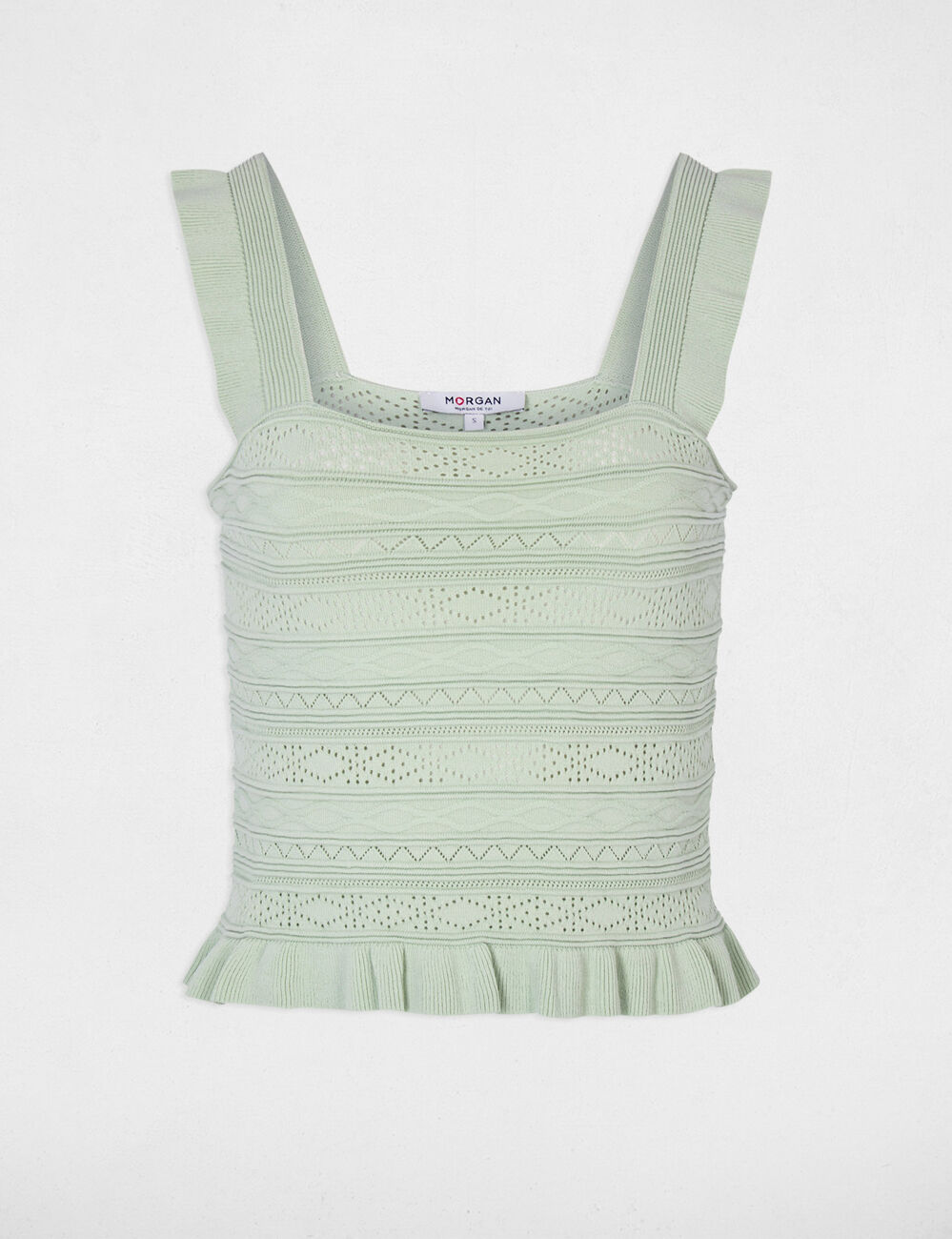 Jersey ajustado cuello cuadrado verde pastel mujer