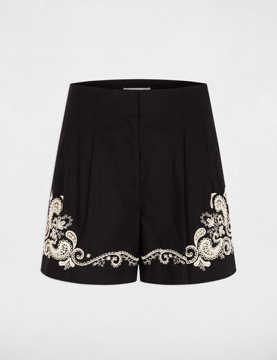 Pantal&oacute;n corto de cintura alta negro mujer