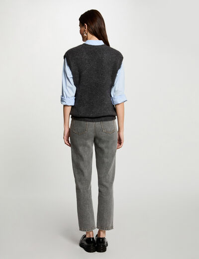 Jersey sin mangas gris oscuro mujer