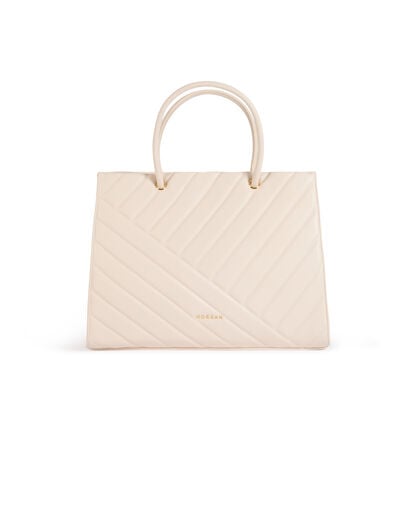 Bolso shopper acolchado marfil mujer
