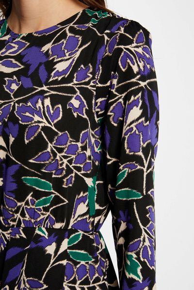 Vestido recto estampado vegetal multico mujer