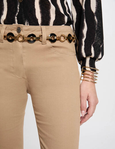 Pantalón recto cámel mujer