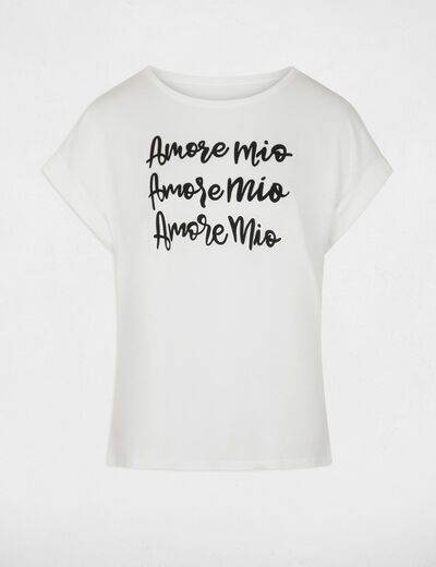 Camiseta cuello redondo blanco mujer