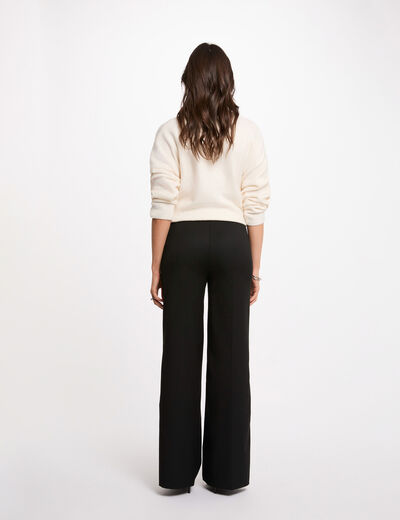 Pantal&oacute;n ancho de tiro alto negro mujer