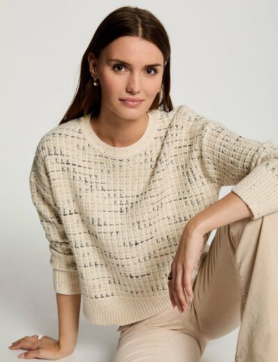 Jersey cuello redondo crudo mujer