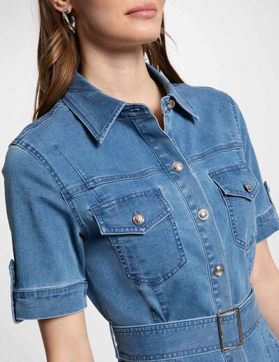 Vestido corto vaquero denim stone mujer