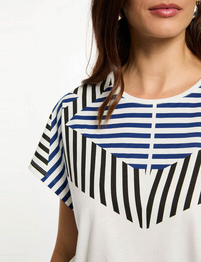 Camiseta corta con cuello redondo blanco mujer