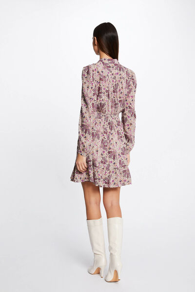Vestido recto estampado de cachemira multicolor mujer