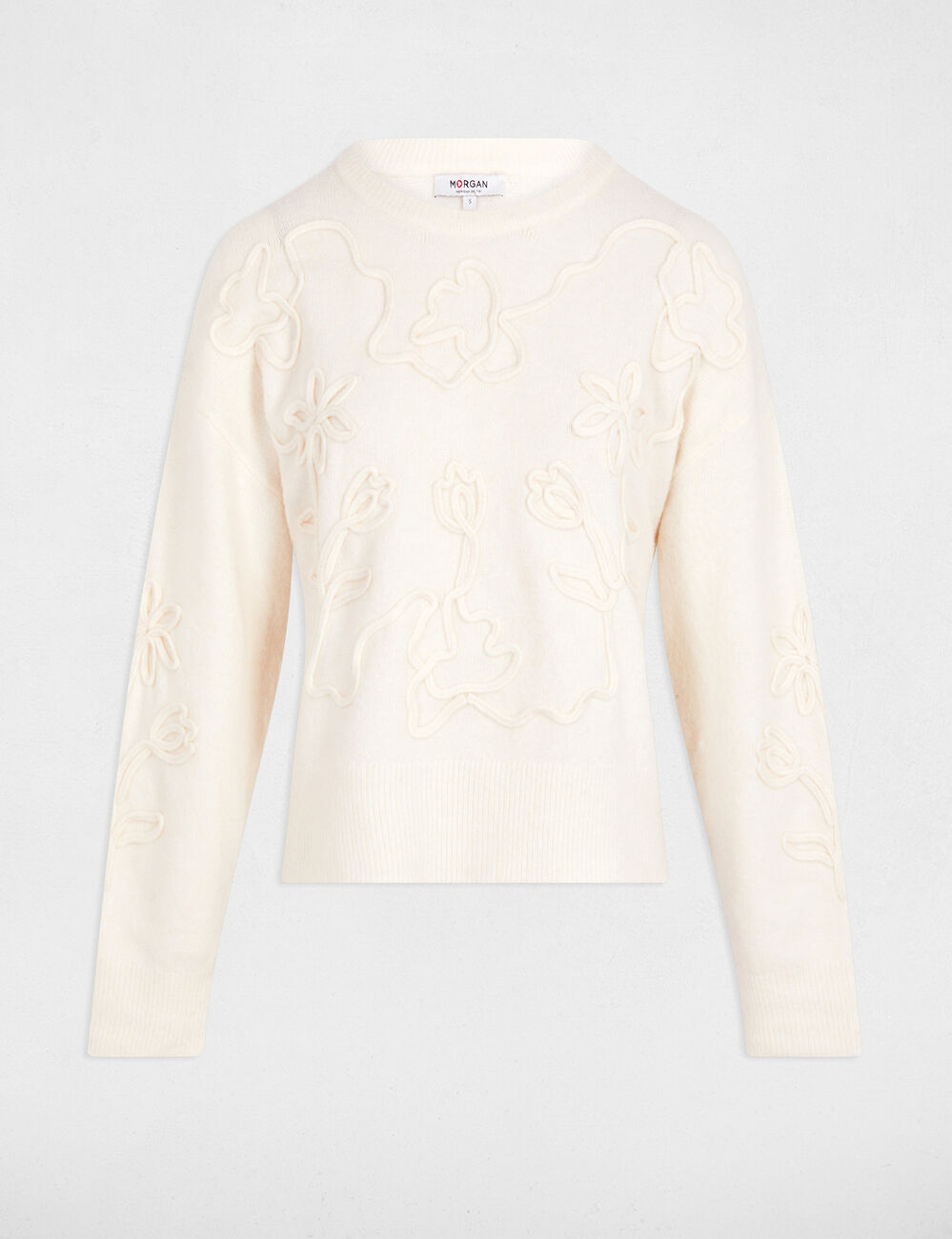 Jersey cuello redondo fantas&iacute;a marfil mujer