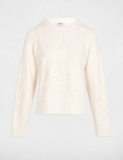 Jersey cuello redondo fantas&iacute;a marfil mujer