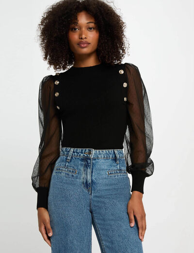 Jersey con cuello alto negro mujer