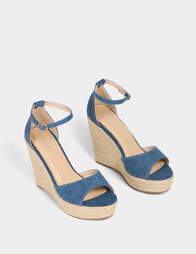 Sandalias plataformas vaquero denim crudo mujer