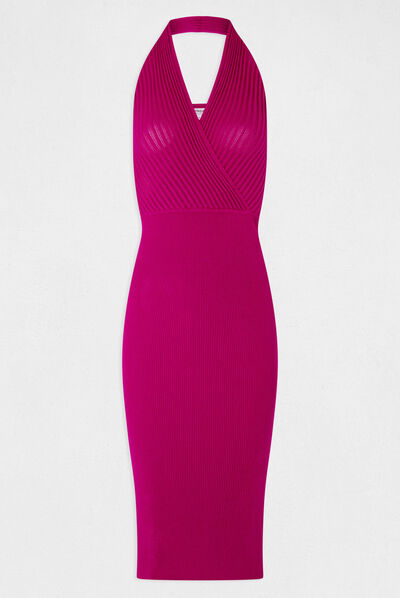 Vestido de punto ajustado frambuesa mujer
