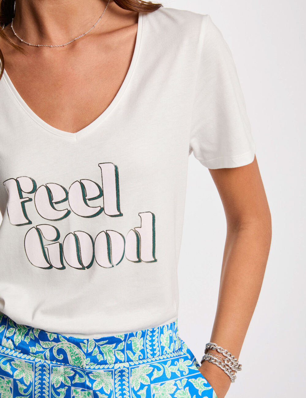 Camiseta con inscripción blanco mujer