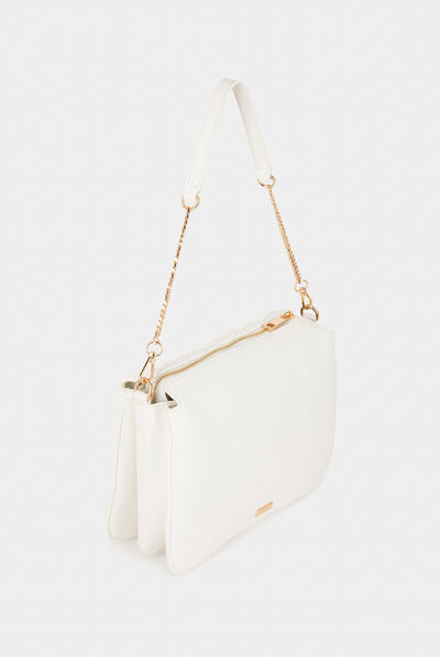 Bolso de hombro acolchado blanco mujer