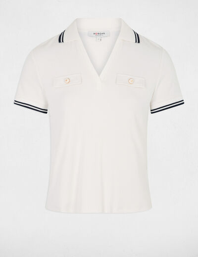 Polo ajustado blanco mujer