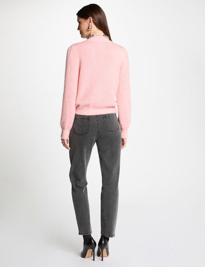 Jersey con cuello alto rosa mujer