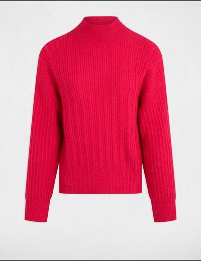 Jersey con cuello alto rosa frambuesa mujer