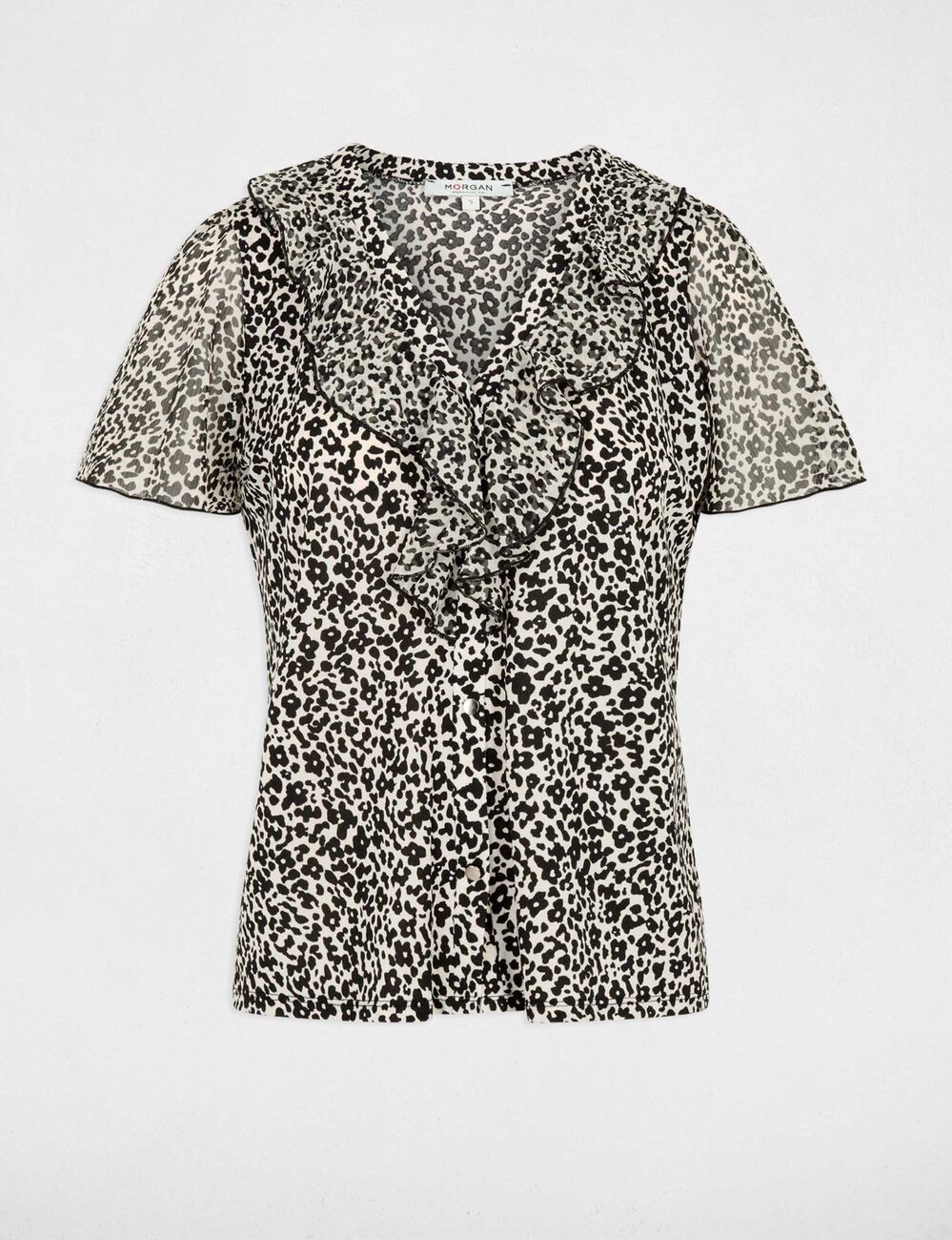 Blusa de gasa con cuello en v blanco mujer