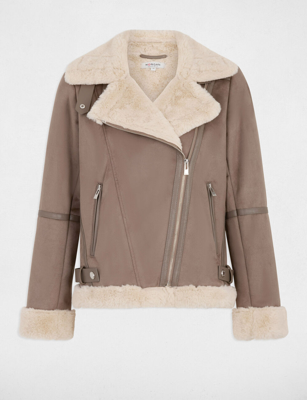 Chaqueta de antelina topo mujer