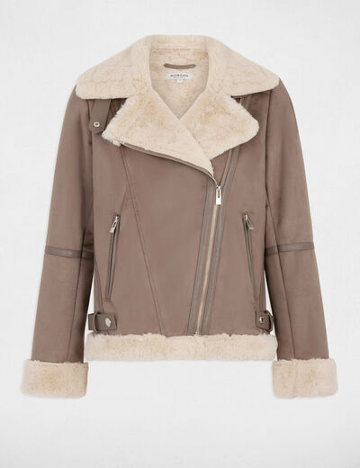 Chaqueta de antelina topo mujer