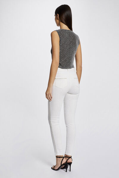 Top tirantes anchos con cuello redondo plateado mujer