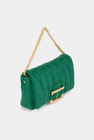 Bolso acolchado con hebilla verde mujer