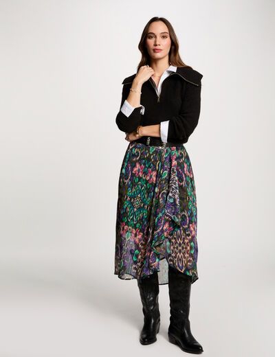 Falda cruzada estampada multicolor mujer