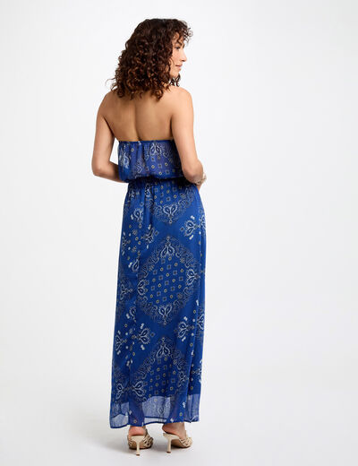 Vestido largo recto estampado multicolor mujer