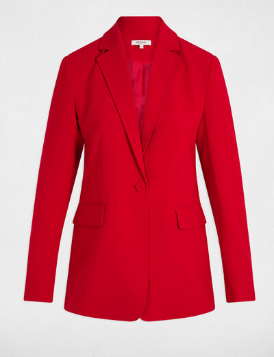Americana entallada abotonada rojo mujer